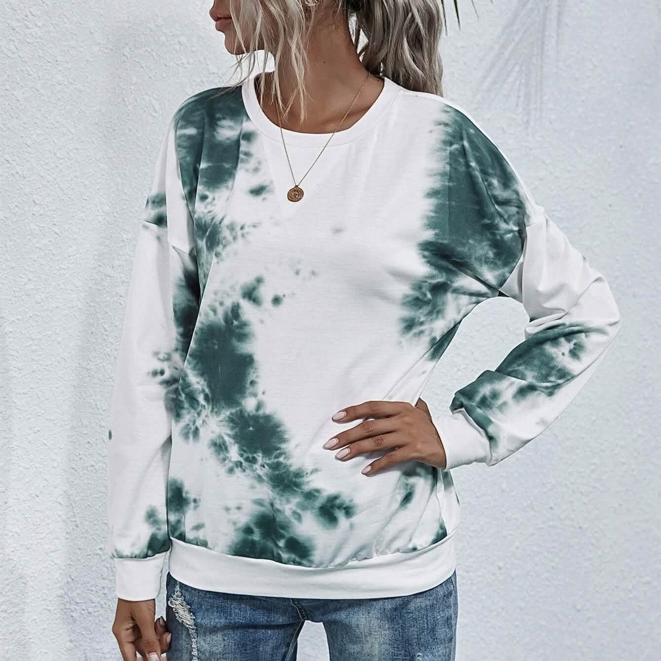 Tie Dye Round Neck Sweatshirt