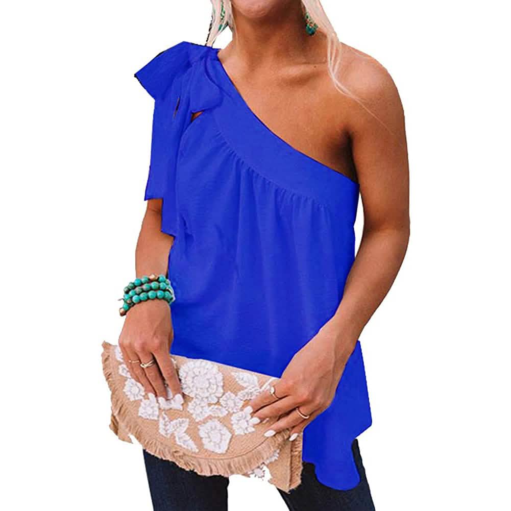 Women's Casual Tie One Shoulder Top