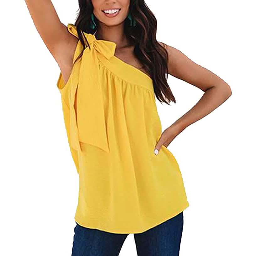 Women's Casual Tie One Shoulder Top